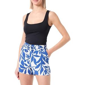 VERO MODA Vmeasy Joy Nw WVN Ga Short pour femme, Blanc neige/Aop : alisa Mazarine Blue, XL