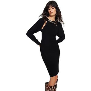 Trendyol Mini robe droite à manches longues pour femme, Noir, L