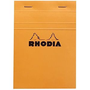 RHODIA 13200 C – notitieblok, vastgemaakt nr. 13, oranje – A6 – kleine ruitjes – 80 vellen afneembaar, licht papier 80 g, omslag van zacht, gecoat kaart, robuust en waterdicht – Basics