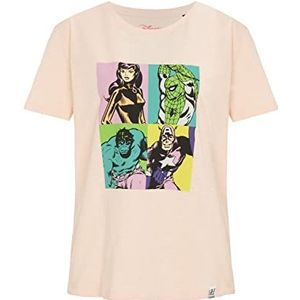 Recovered Marvel Pop Art Portrait Print Dames T-shirt, nauwsluitend, lichtroze, Meerkleurig