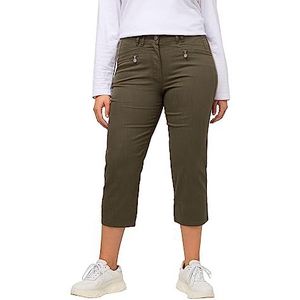 Ulla Popken Basic broek Mony, kuitlengte, facelift damesbroek, zwart.