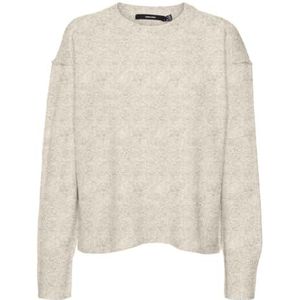 VERO MODA VMSERENA LS GA Boo Pull à col rond, Bouleau/détail : mélange., M