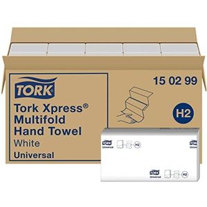 Tork Xpress multifold papieren handdoeken 150299 - H2 universele vouwhanddoeken - meervoudig gevouwen, 2-laags, wit - 20 x 237 doeken