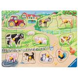 Ravensburger houten puzzel Op de boerderij - 10 stukjes