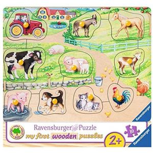 Ravensburger houten puzzel Op de boerderij - 10 stukjes