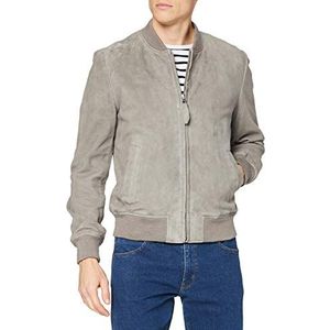 Schott NYC Bomber Suede Leather Jackets voor heren, Grijs (Lichtgrijs)