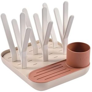 BÉABA, Flessen- en droogrek, grote capaciteit, modulair, tot 6 flessen en kinderservies, accessoirepot, geoptimaliseerde afvoer, gemakkelijk op te bergen, compact, praktisch, terracotta