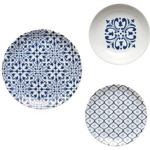 Guzzini - Le MAIOLICHE Set met 6 zitplaatsen, platte borden, diepe gerechten, fruit/dessert - mediterraan blauw - 10290976