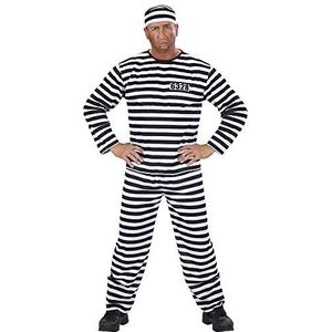 Widmann - Kostuum gevangenis, bovendeel, broek, hoofdbedekking, gevangener, knasti, themafeest, carnaval