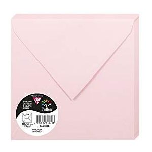 Clairefontaine 5483C, verpakking met 20 enveloppen, vierkant, 16,5 x 16,5 cm, 120 g/m², kleur: roze, uitnodiging voor evenementen en correspondentie, Pollen-serie, glad papier van hoge kwaliteit