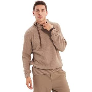 Trendyol Effen slim trui met waterval halslijn trainingspak heren, nertskleuren, M, nertskleuren