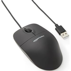 Amazon Basics 3-knops optische USB-muis voor Windows en Mac OS X, zwart