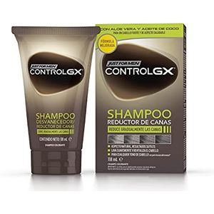Just For Men Control GX Shampoo en haarverf voor mannen, vermindert grijs haar bij elke wasbeurt, met kokosolie en aloë vera voor alle tinten, 118 ml