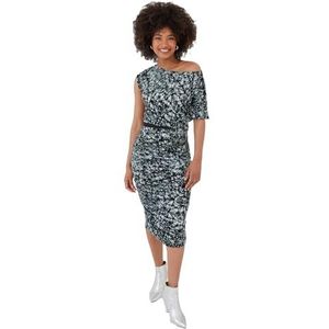 Joe Browns Flattering Ruched Side Asymmetric Bodycon Jersey Midi Dress Casual Jurk Dames (1 stuk), grijs.