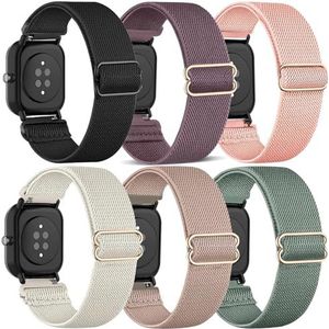 TUCOMO 6 stuks rekbare nylon horlogebandjes compatibel met Amazfit GTS/GTS 2/GTS 2 mini/GTS 2e/GTS 3/GTS 4/GTS 4 mini/GTR mini, elastische bandjes voor Amazfit Bip U Pro/Bip 3 Pro/Bip 3 Pro/Bip,