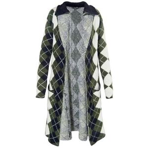 SWIRLIE Cardigan en tricot pour femme, noir, vert, multicolore, L