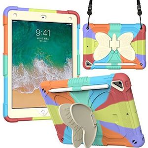 Beschermhoes voor iPad 9,7 inch (6e / 5e generatie, model 2018/2017) met bescherming, schokbestendig, 360 graden draaibare standaard