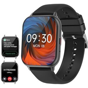 EBUYFIRE Smartwatch voor dames en heren met telefoonfunctie, 1,83 inch touchscreen, IP68, waterdicht, met stappenteller, hartslagmeter, slaapmonitor voor Android