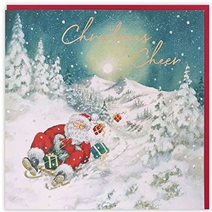 Clintons: 1169580 Kerstkaart Kerstman in de slee, 192 x 192 cm, kleurrijk