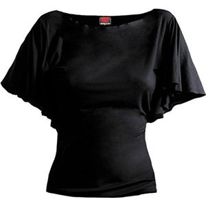Spiral Direct Gothic Elegance Top met vleermuismouwen, bootkraag, zwart, grote maat, T-shirt, dames, Zwart (Zwart 001)