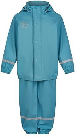 Color Kids Rain Set Solid PU-regenjas, uniseks, kinderen, dolfijn blauw