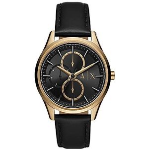 Armani Exchange horloge, kleur: goud, één maat, riem, Kleur: zwart., riemen