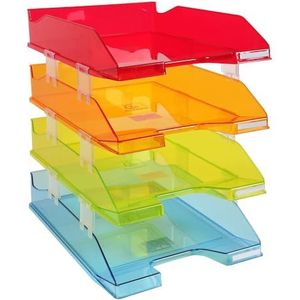 Exacompta - Ref. 113299SETD - Set met 4 brievenmanden COMBO MIDI - Afmetingen 34,6 x 25,4 x 24,3 cm - voor documenten in het formaat A4+ - verschillende kleuren