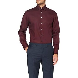 Seidensticker Zakelijk overhemd voor heren, strijkvrij, slim fit, lange mouwen, Kent kraag, 100% katoen, Bordeaux