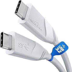 KabelDirekt - USB-C kabel, USB 3.2 Gen 2 - 1 m (USB-C naar USB-C, data/oplaadkabel, tot 10 Gbps en 100 W laadstroom met Power Delivery/PD 3, geïntegreerde chip, wit)