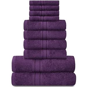 GC GAVENO CAVAILIA Set van 10 zachte badhanddoeken - hoogwaardige absorberende handdoeken - 4 gezichten, 4 handen, 2 badhanddoeken - 450 g/m² - paars