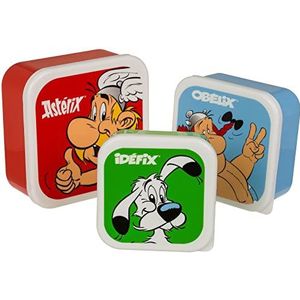 Out of the blue Asterix Obelix & Idefix lunchbox van kunststof, 3 stuks