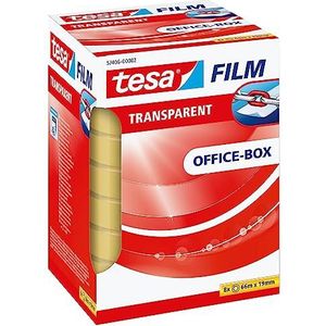 Tesa Transparent Film - Transparante plakband met sterke kleefkracht - Bestand tegen veroudering en scheuren - 66 m x 19 mm - Verpakking van 8