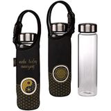 YING YANG Lotus neopreen drinkfles 0,7 liter zwart