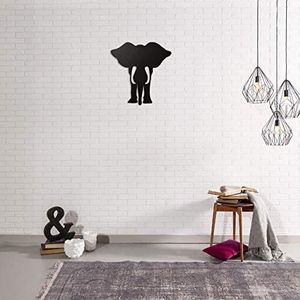 Homemania Wanddecoratie olifant van metaal, kleur zwart.