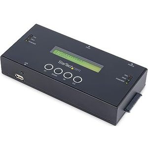 StarTech.com SATSASDUPE11 1:1 harde schijf duplicator en gum voor 2,5 inch / 3,5 inch SATA (I/II/III) en SAS (I/II) HDD SSD, LCD en RS-232, Cloner and Wiper