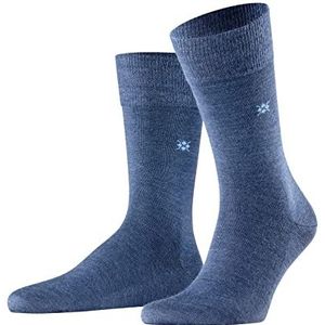 Burlington Leeds ademende sokken voor heren, klimaatregulerend, geurremmend, wol, katoen, dun, versterkt, zacht, platte teennaad voor dagelijks gebruik en werk, 1 paar, Blauw (Dark Blue Melange 6688)