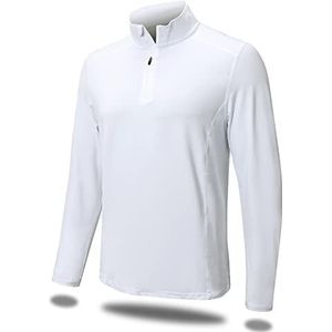 MEETWEE Poloshirt voor heren met lange mouwen en uv-bescherming, sneldrogend, ademend, outdoor, sport, wit, maat L, L