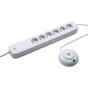 Meister Stekkerdoos 6-voudig - 2 m kabel - wit - kunststof kabel - binnen IP20 - aparte schakelaar / stekkerdoos / Tido 6-voudig / 7430050