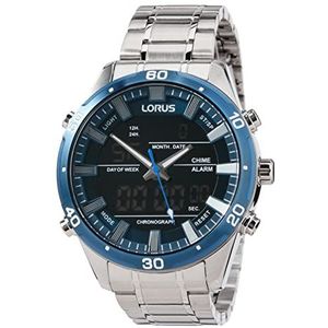 Lorus Heren analoog digitaal quartz horloge met metalen band RW647AX9 blauw armband, Blauw, Armband