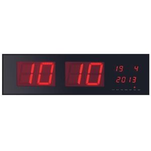 Perel Wandklok met led-display, digitaal, zwart, rood