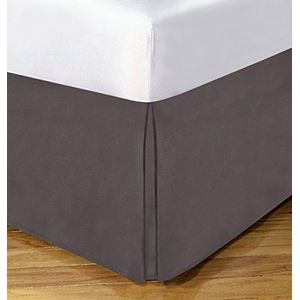 Lux Hotel Klassieke bedvolant met potlood, 35,6 cm lang, voor tweepersoonsbed, grijs