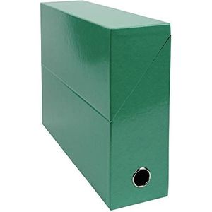 Exacompta - Ref. 89933E, 1 Iderama-transferbox van gekleurd papier, rug 90 mm, metalen oog voor DIN A4, 25,5 x 34 x 9 cm, donkergroene kleur, gemonteerd geleverd