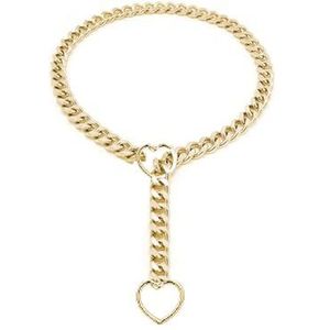 Heart Slip Chain Necklace, Heart O-Ring Slip Chain Necklace for Women, Punk Gothic Necklace, Adjustable Lariat Y-Necklace (Color : Gold_25in)