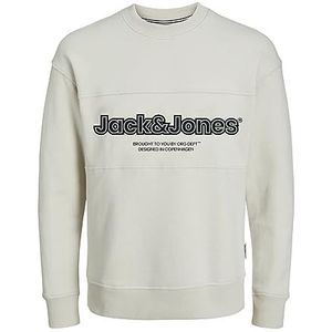 Jack & Jones Jorlakewood Sweatshirt Crew Neck Bf Jnr Trainingspak voor jongens, Moonbeam/Detail: jjj-print/losse pasvorm