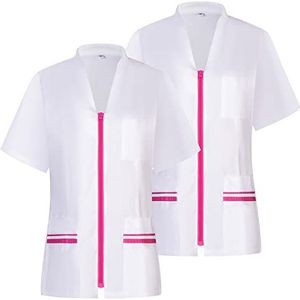 MISEMIYA Set van 2 gezondheidsoverhemden voor dames Mz-2-712 Professioneel Utility T-shirt voor dames (2 stuks), Fuchsia 21