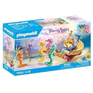 Playmobil 71500 Koets met zeemeerminnen en zeepaardjes - Princess Magic - bevat twee figuren, een koets, schelpen die aan het bad worden bevestigd en zeepaardjes - vanaf 4 jaar