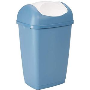 axentia Afvalemmer met klapdeksel van kunststof voor keuken en badkamer met klapdeksel, inhoud ca. 25 liter, blauw (235681)
