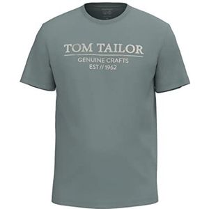 TOM TAILOR Heren 1021229 T-shirt met logo print van biologisch katoen, 27138 - Dark Navy Minimal Design
