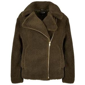 Urban Classics Dames sherpa biker jas dames, Olijf