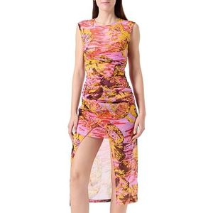 Pinko Antinoo Abito Retina Stampa Chemical Sea Casual avondjurk voor dames, Nh6_multi roze/geel, XS